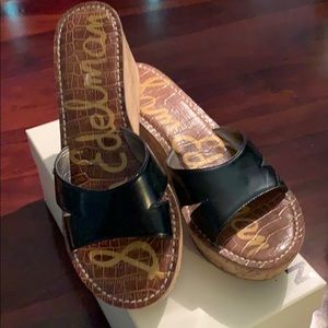 Sam Edelman 💕black 8.5 cork wedge heel sandals
